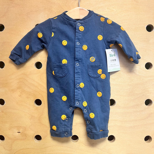 Teal/Yellow Smiley Face Romper