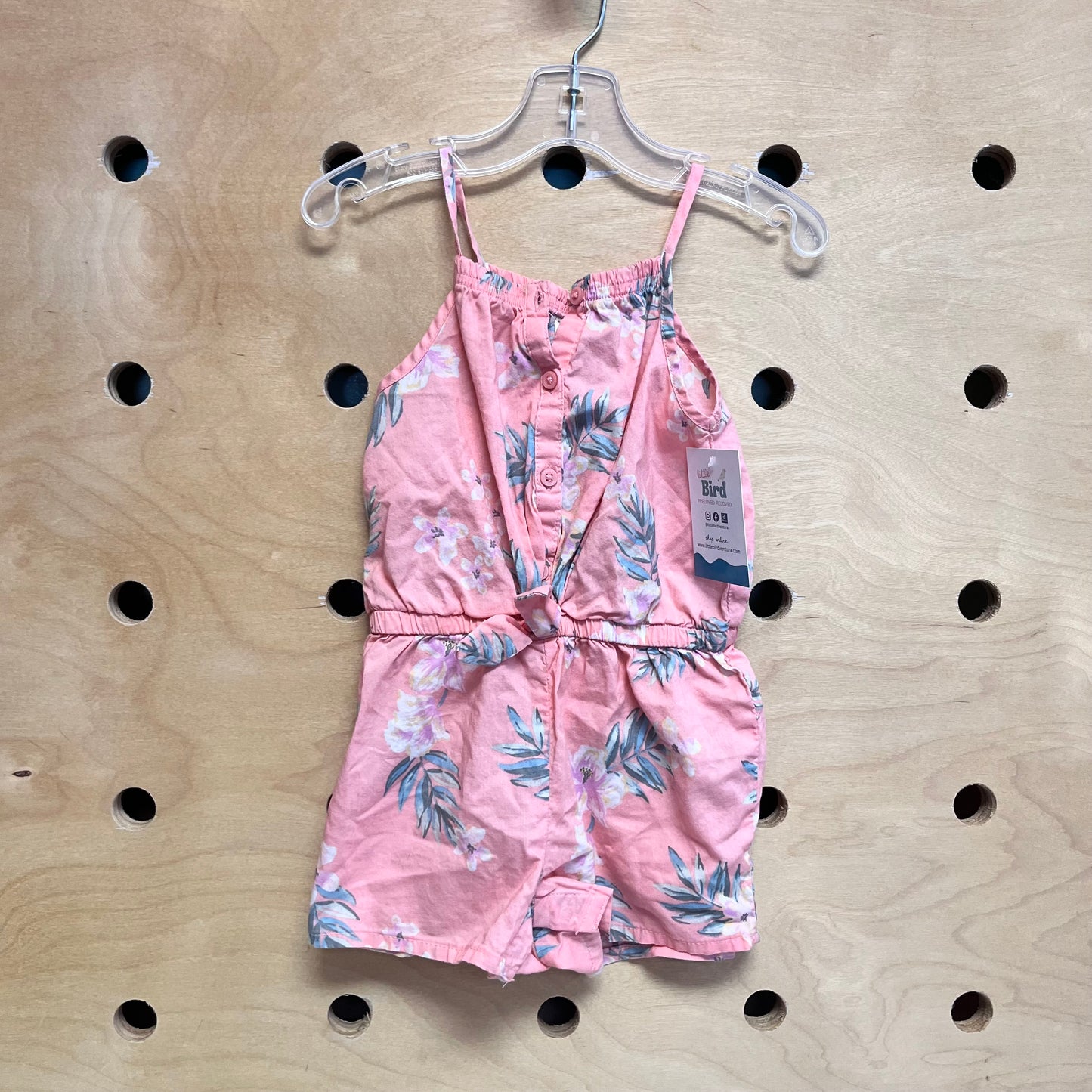 Pink Floral Front Bow Romper