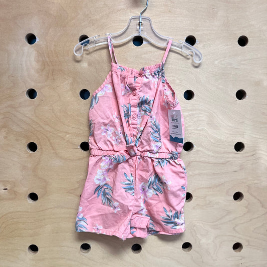 Pink Floral Front Bow Romper