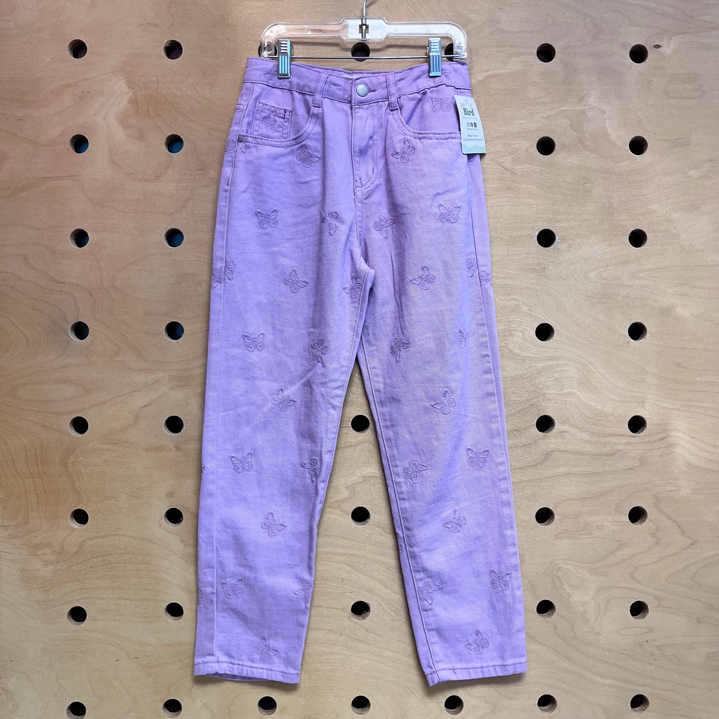 Lavender Butterfly Emboridered Denim