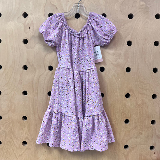 Lavender Floral Crepe Dress