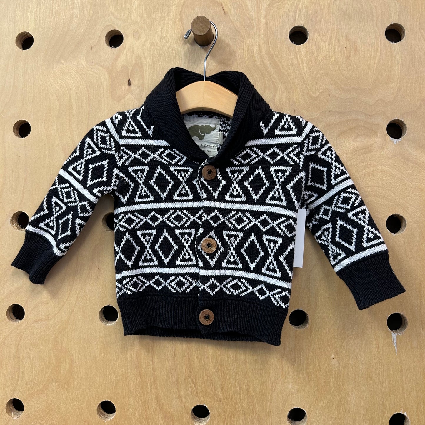 Organic B+W Wood Button Cardigan