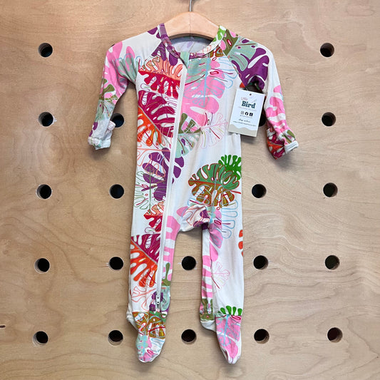 Tan/Colorful Leaves Bamboo Footies