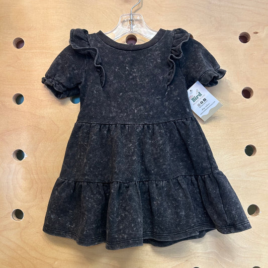 Black Heathered Tiered Dress