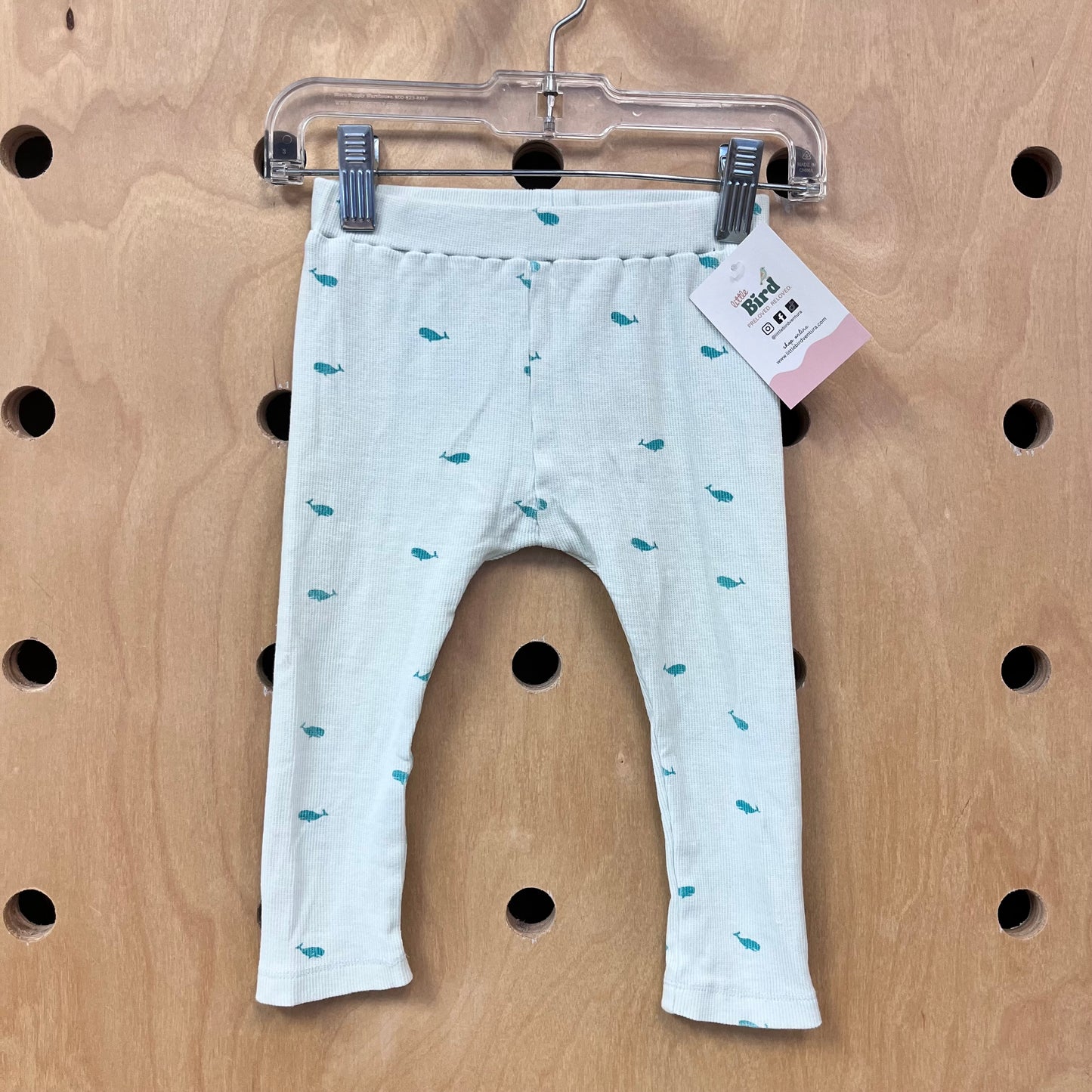 Organic Mint Ribbed Whales Leggings