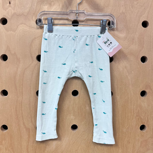 Organic Mint Ribbed Whales Leggings