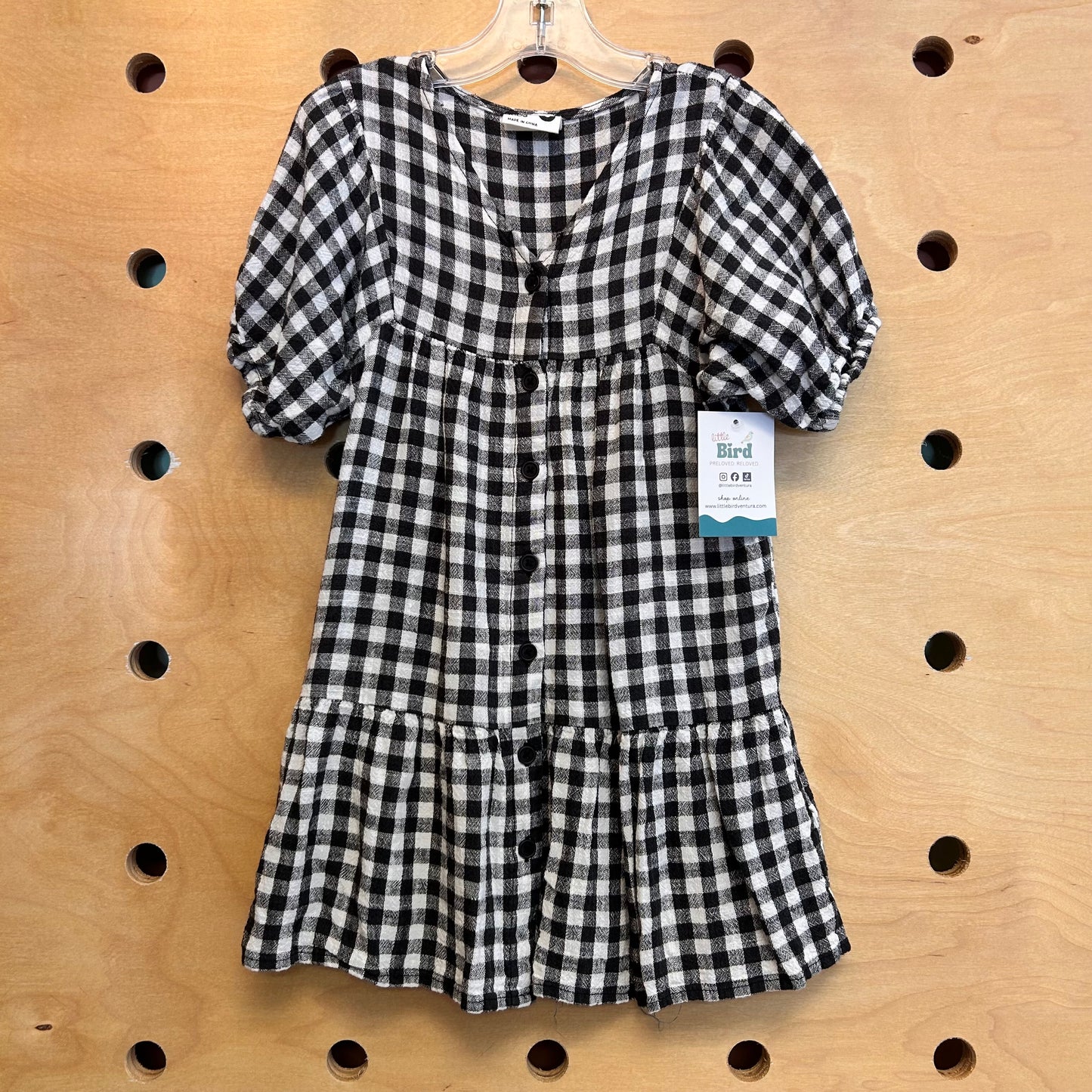 Black/Ivory Linen Blend Dress