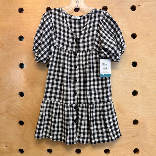 Black/Ivory Linen Blend Dress