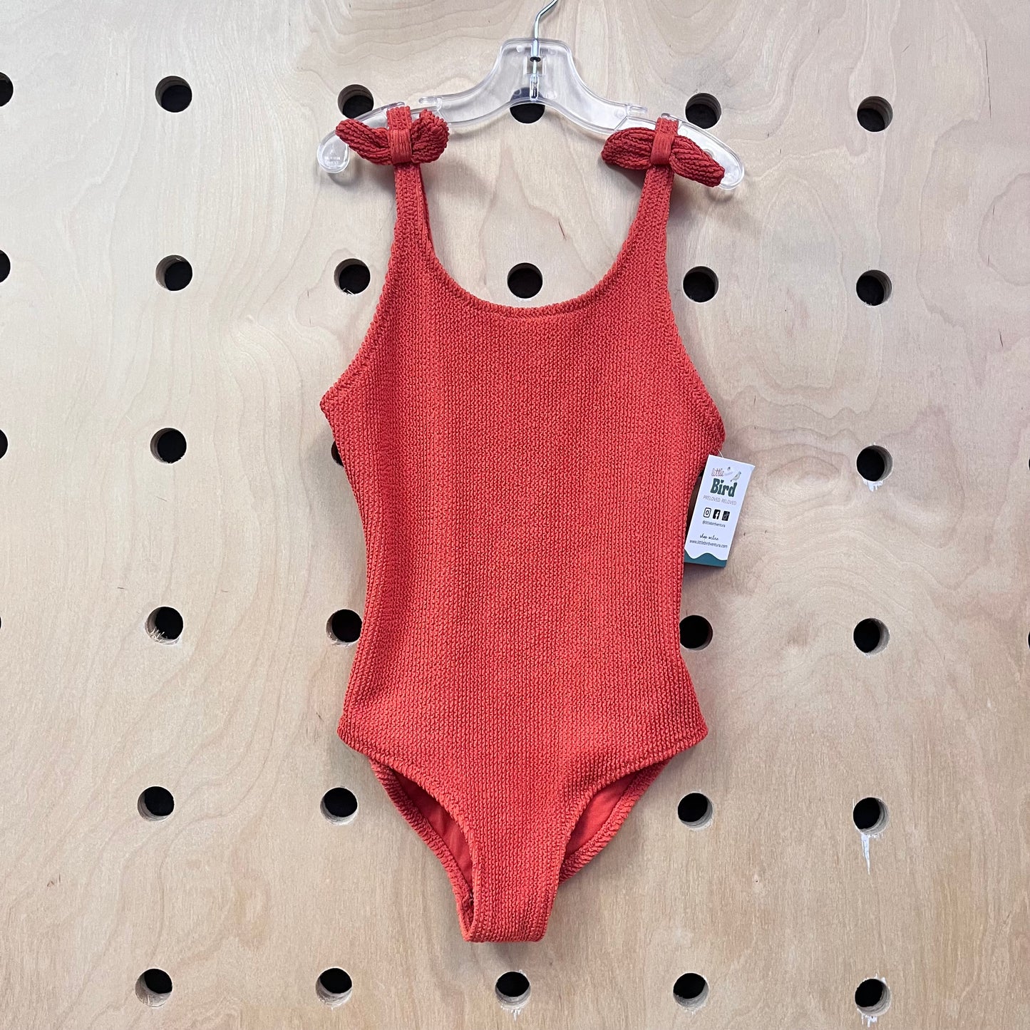 Orange Texture Ribbed Swimsuit