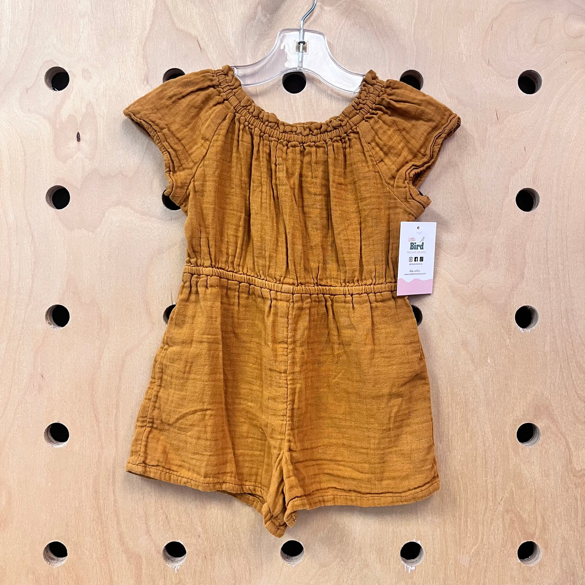 Mustard Gauze Keyhole Back Romper
