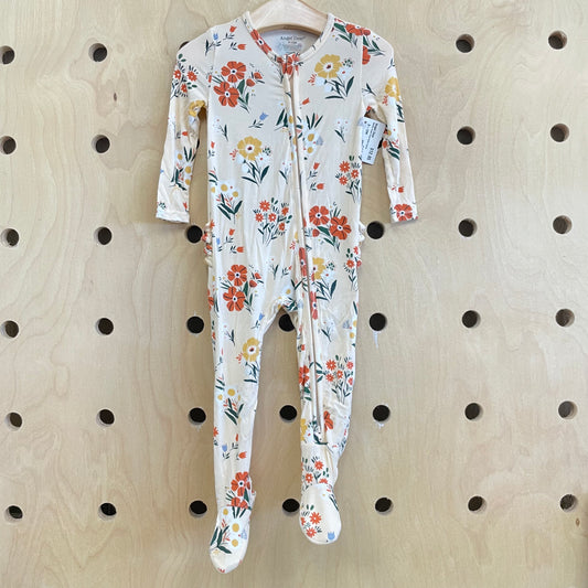 Bamboo Peach Floral Ruffle Footies