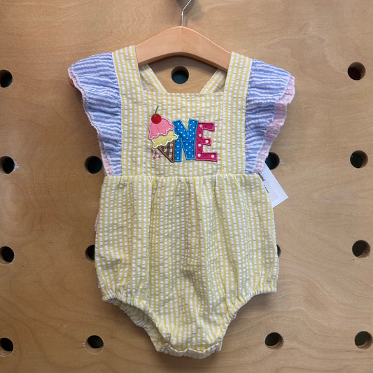 Yellow Seersucker ONE Romper