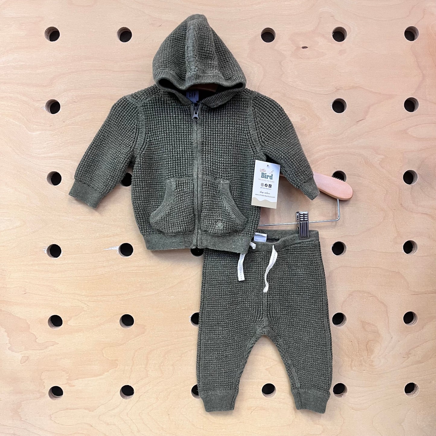 Olive Waffle Knit Hoodie/Pants