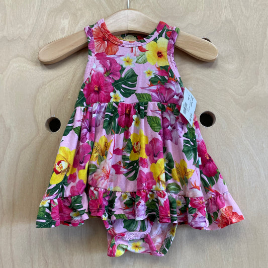 Bamboo Pink Tropical Floral Romper