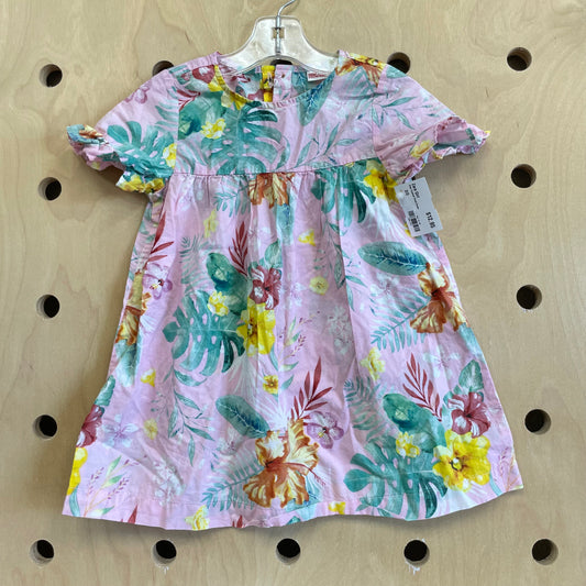 Pink Tropical Floral Dress