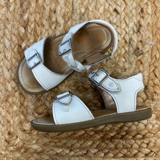 White Leather Braid Strap Sandals