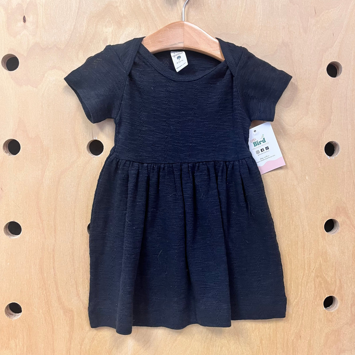 Organic Black Pointelle Dress