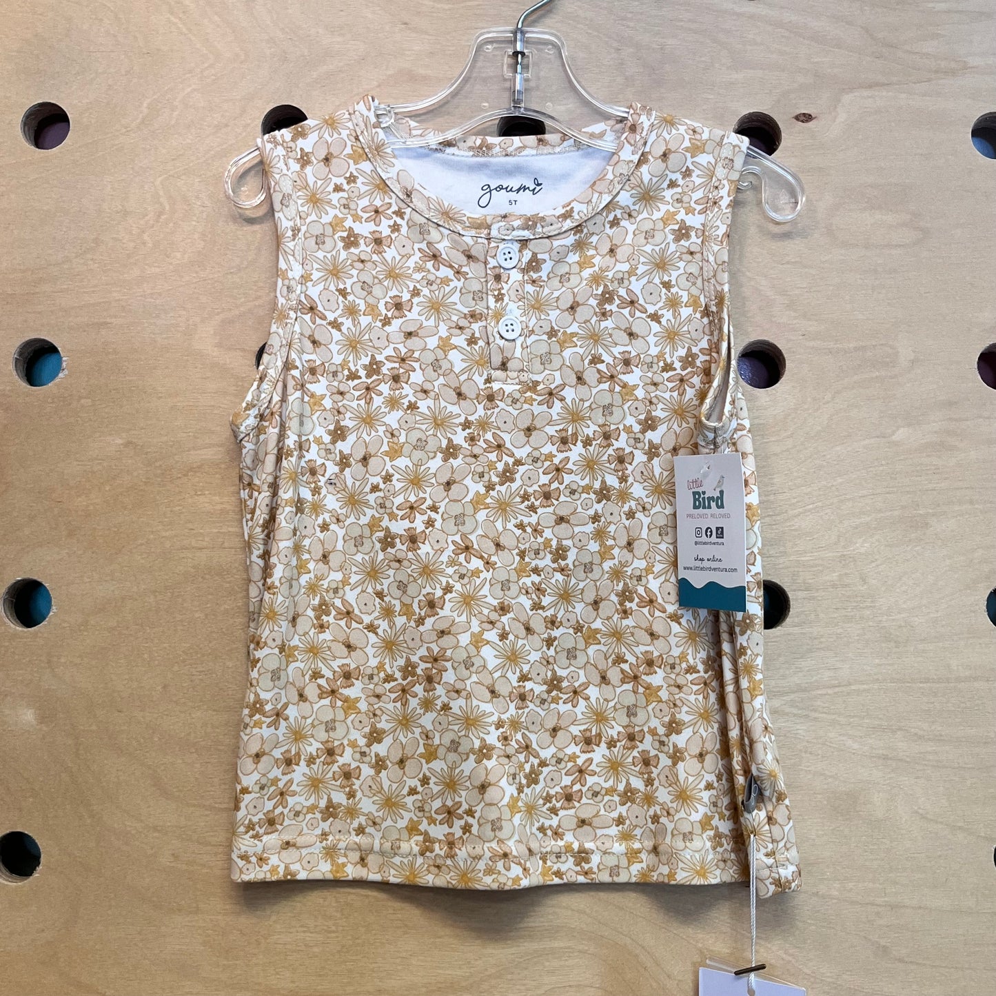 Organic Yellow Floral Henley Tank NEW!