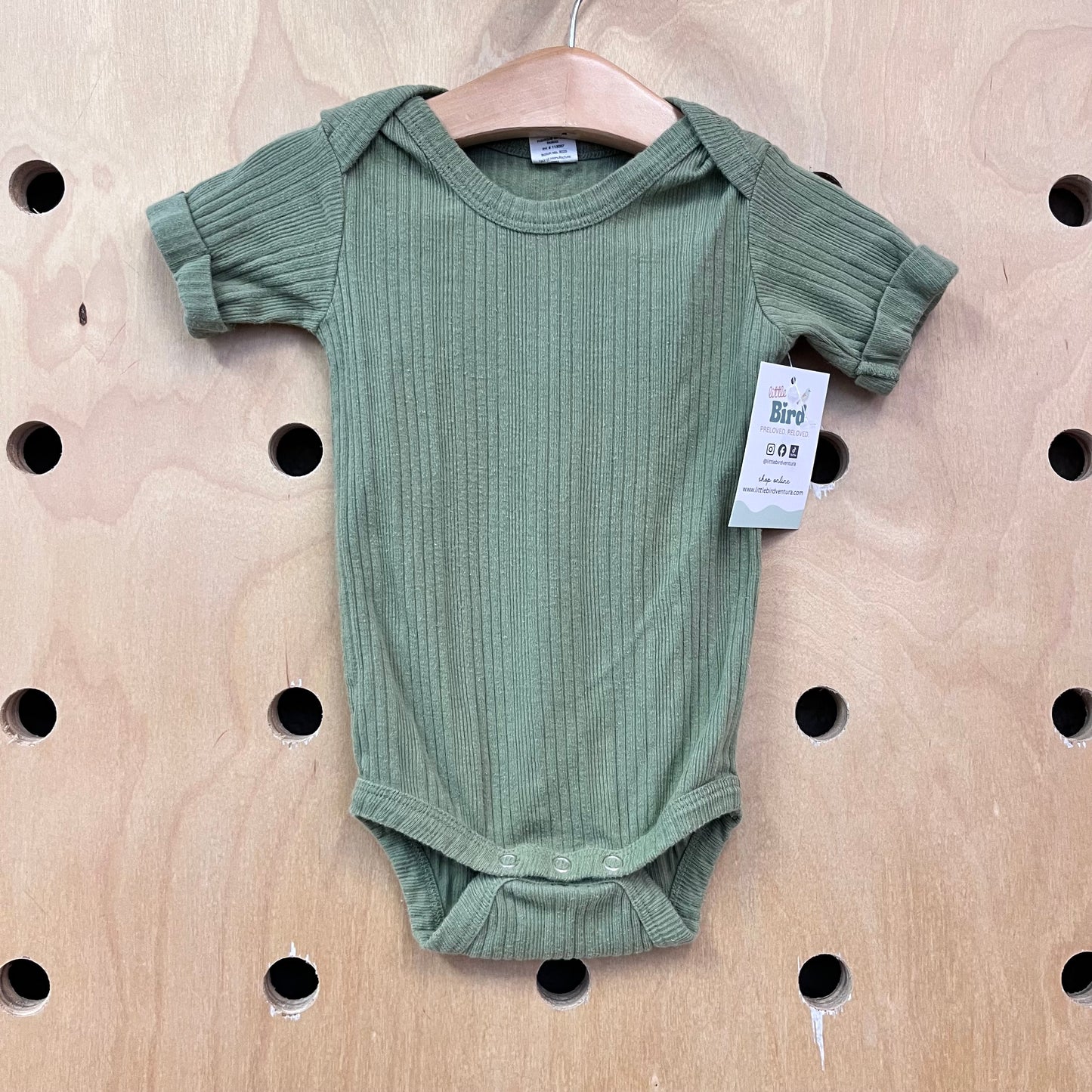 Organic Green Ribbed Bodysuit