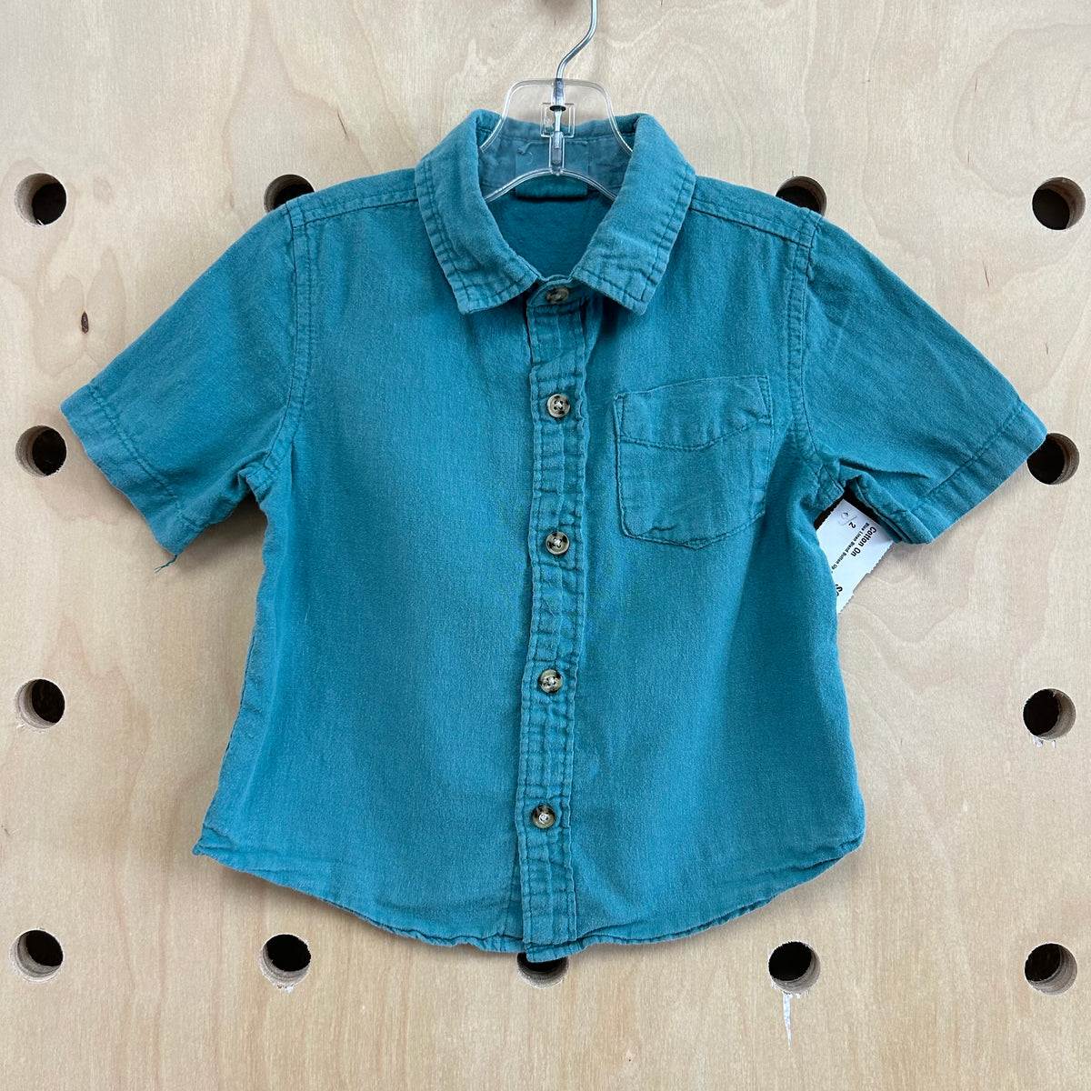 Blue Linen Blend Button Up Shirt