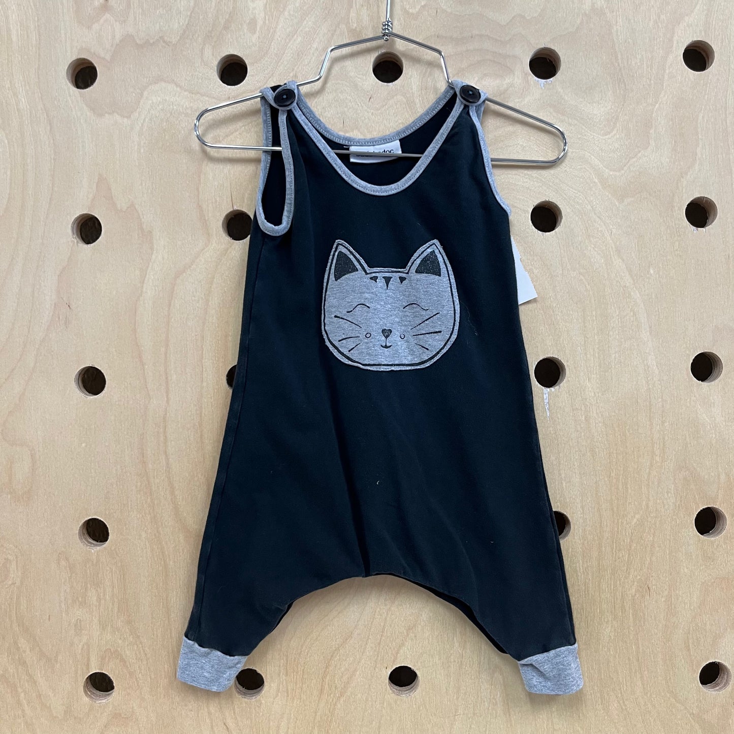 Black+Grey Cat Romper