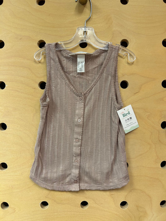 Beige Pointelle Button Tank