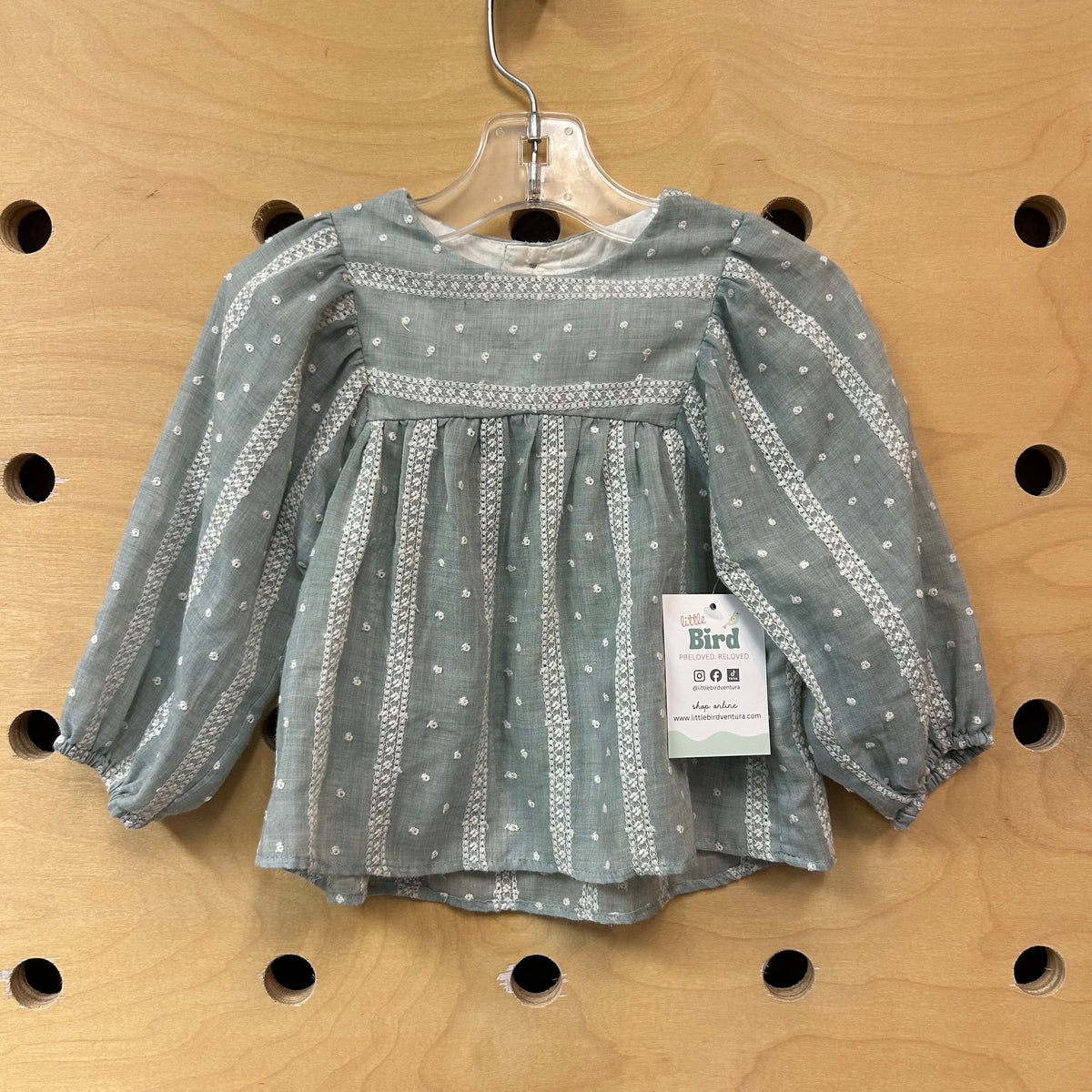 Sage & Cream Swiss Dot Top