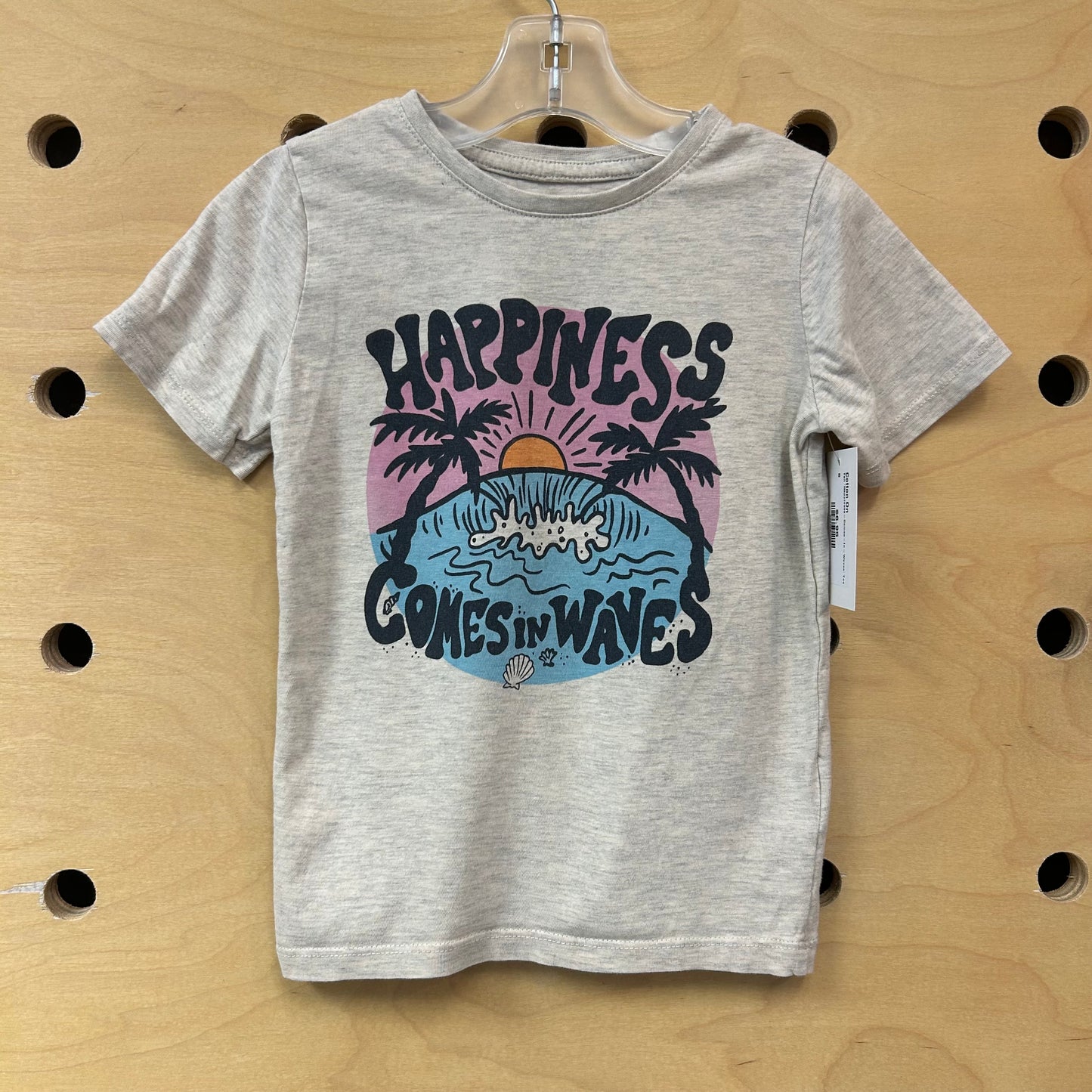 Tan 'Happiness-Comes-In-Waves' Tee