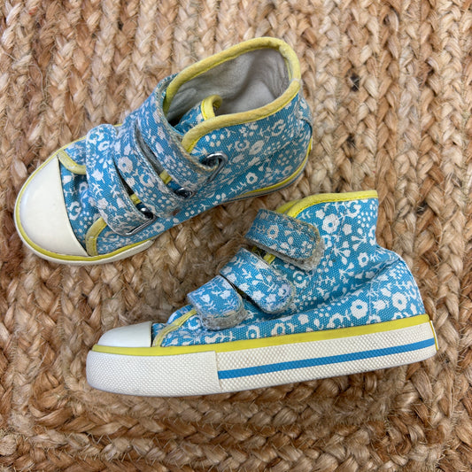 Blue Floral Velcro Hi-Tops