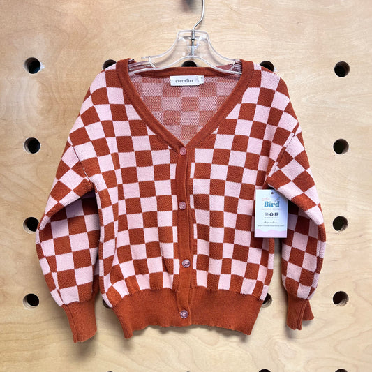 Peach/Brown Checkered Cardigan