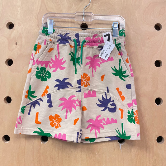 Tan Colorful Palms Shorts NEW!