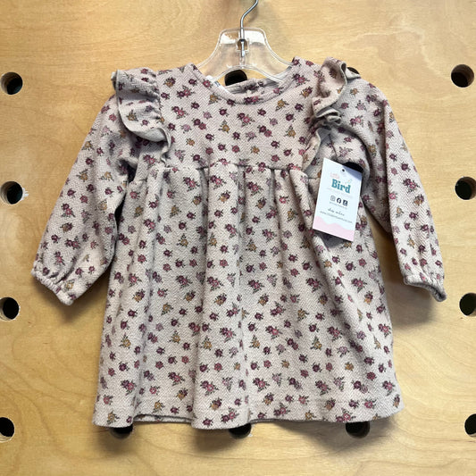 Tan Floral Textured Dress