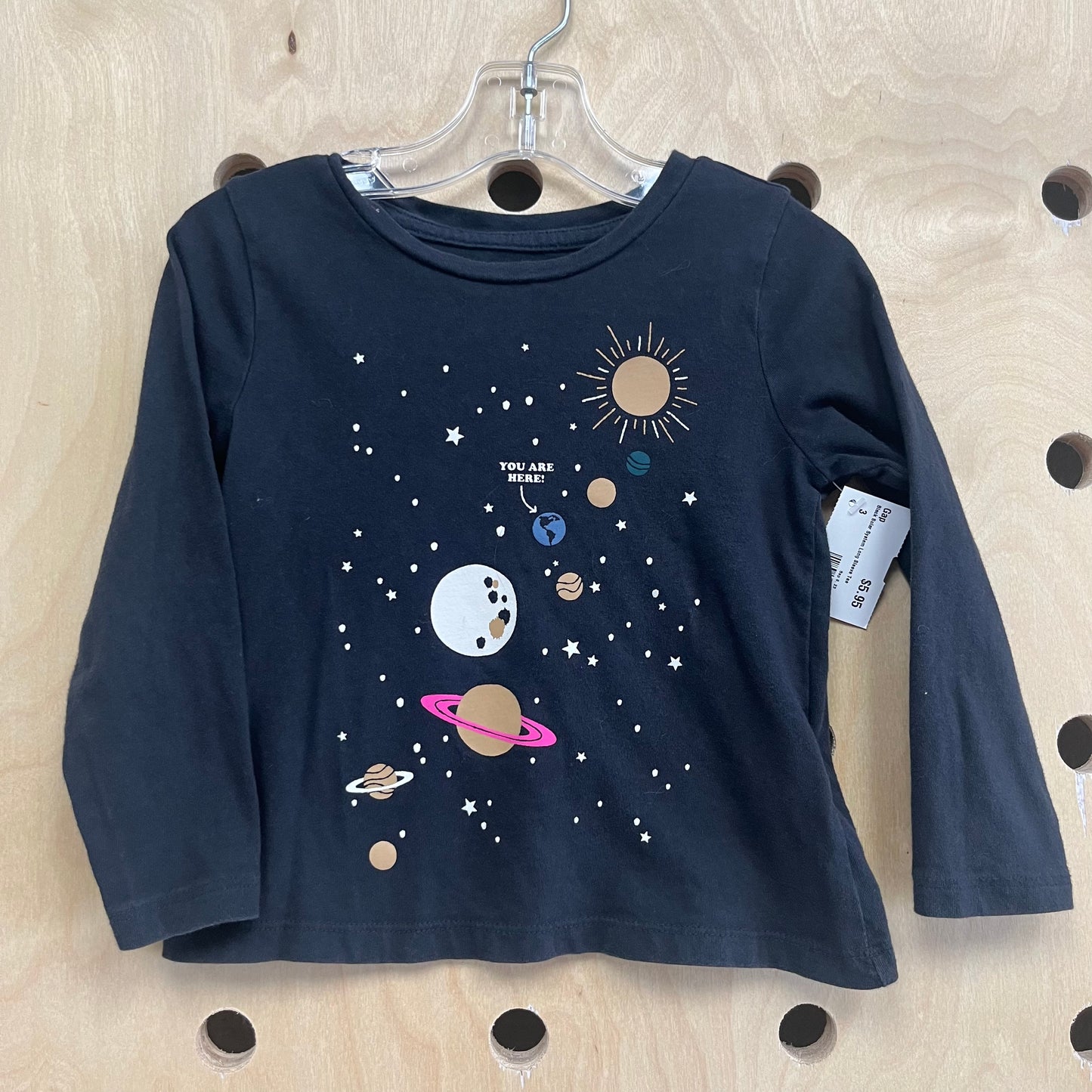 Black Solar System Long Sleeve Tee