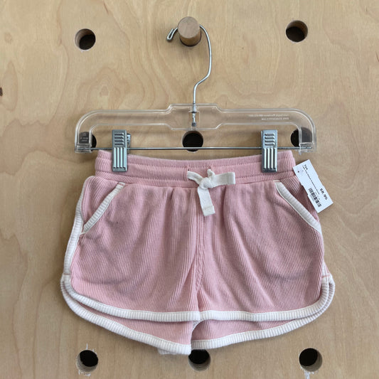 Light Pink Ribbed Drawstring Shorts