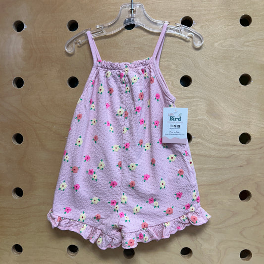 Pink Floral Textured Romper