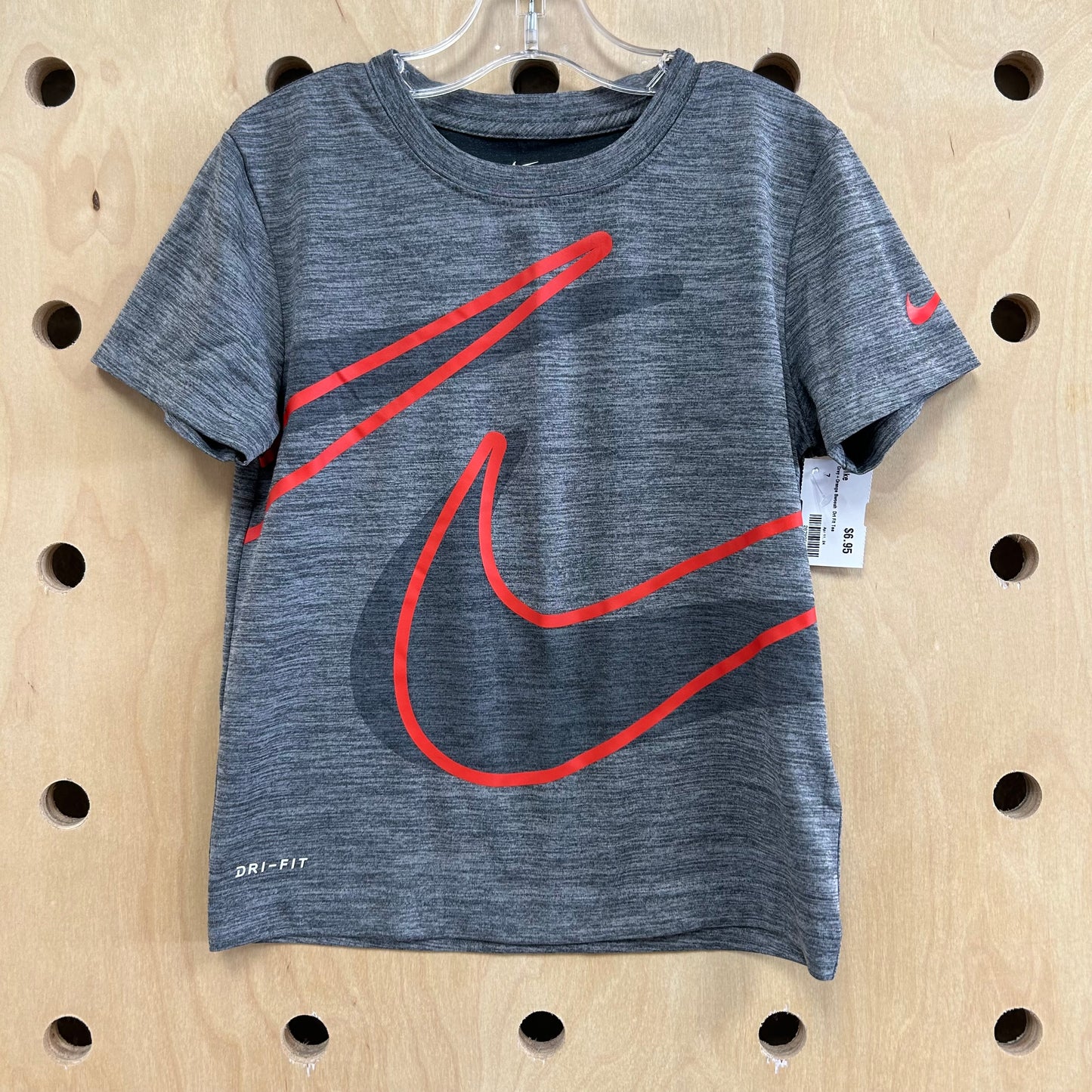 Grey+Orange Swoosh Dri Fit Tee