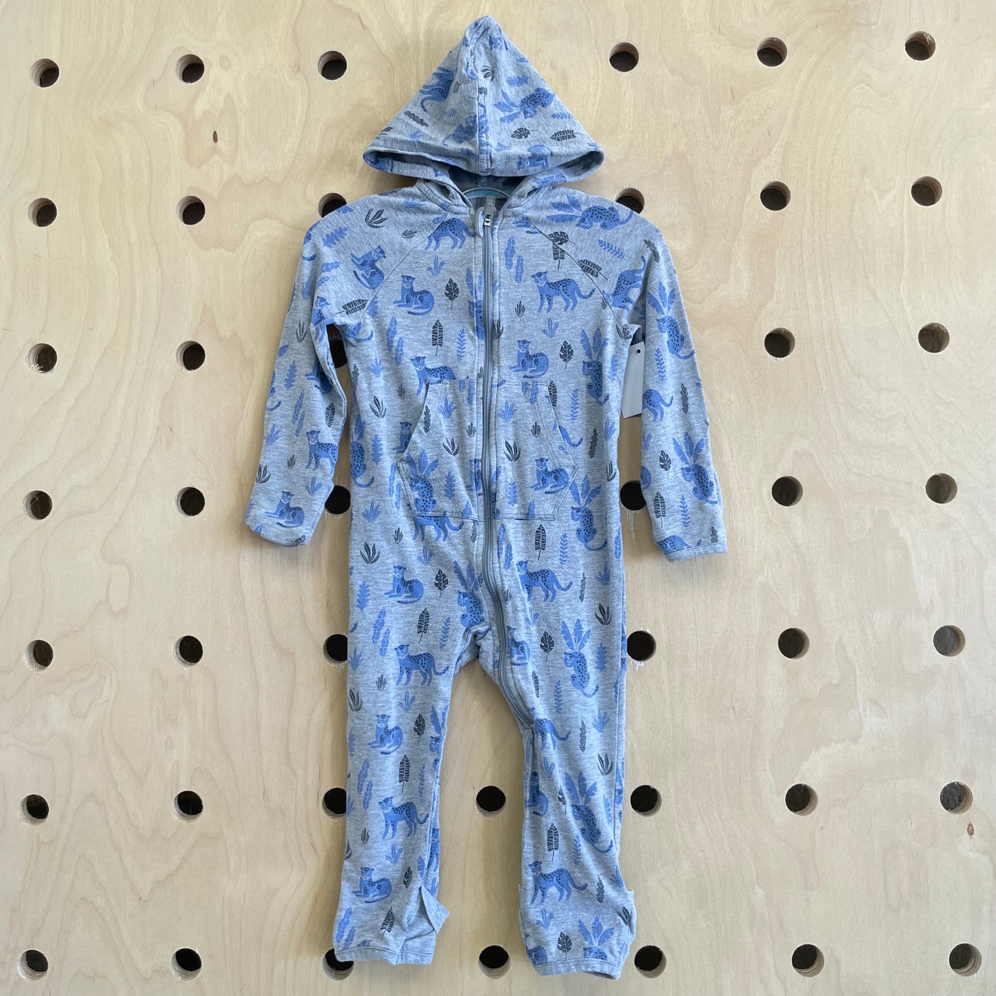 Grey + Blue Tiger Hoodie Romper