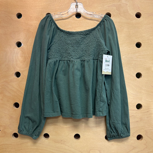 Army Green Smocked LS
