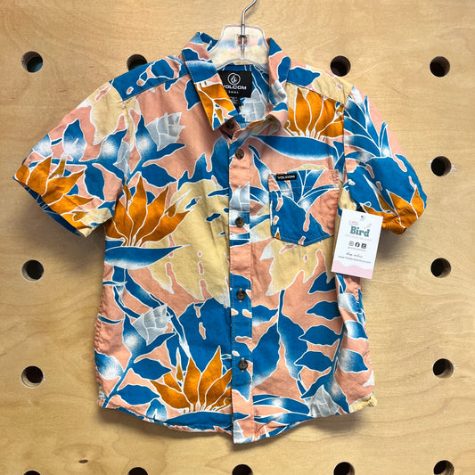 Blue/Yellow Leafs Button Up
