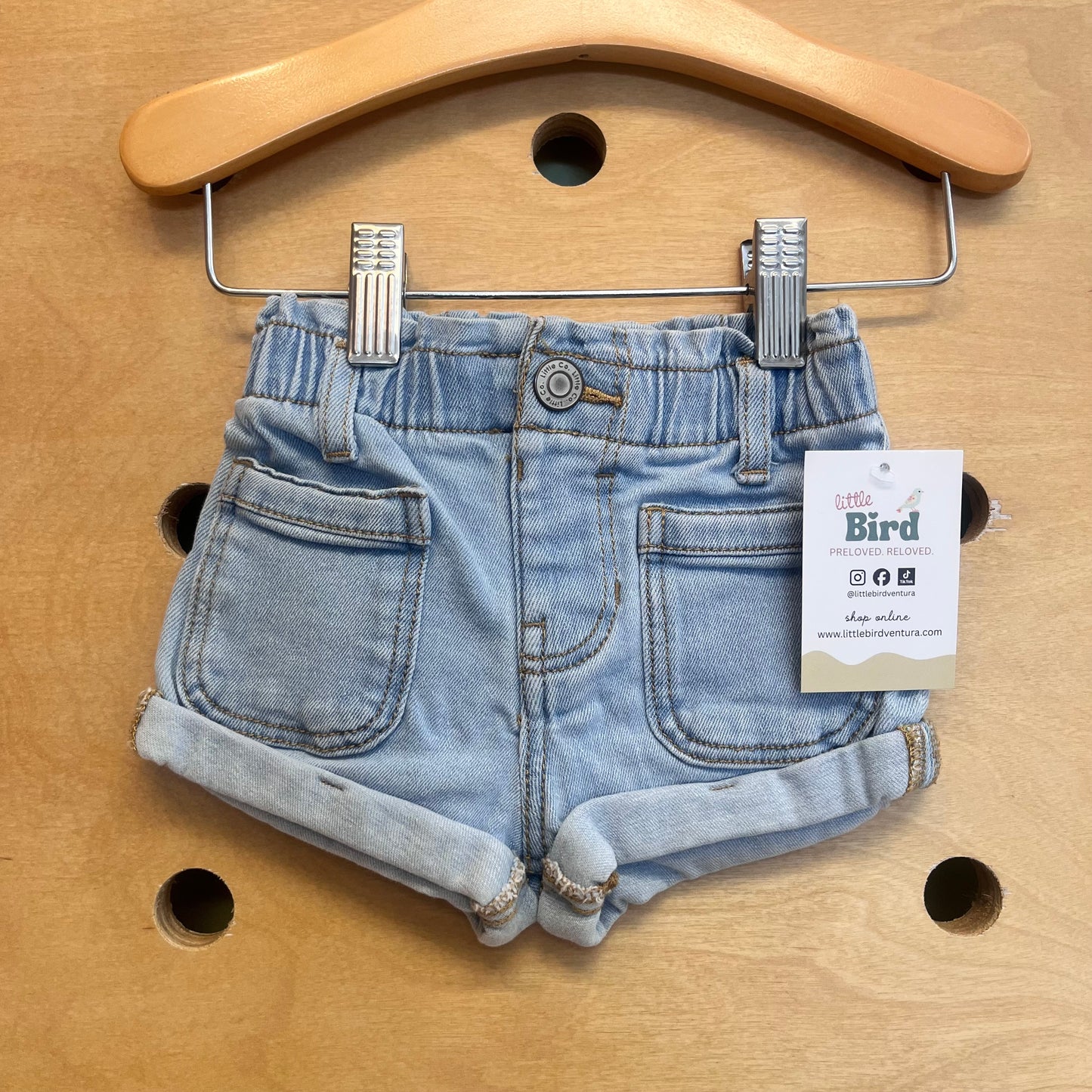 Paper Bag Waist Denim Shorties