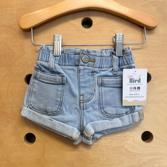 Paper Bag Waist Denim Shorties