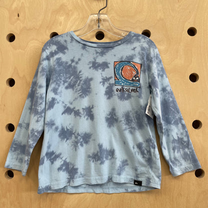 Blue Tie Dye LS Logo Tee