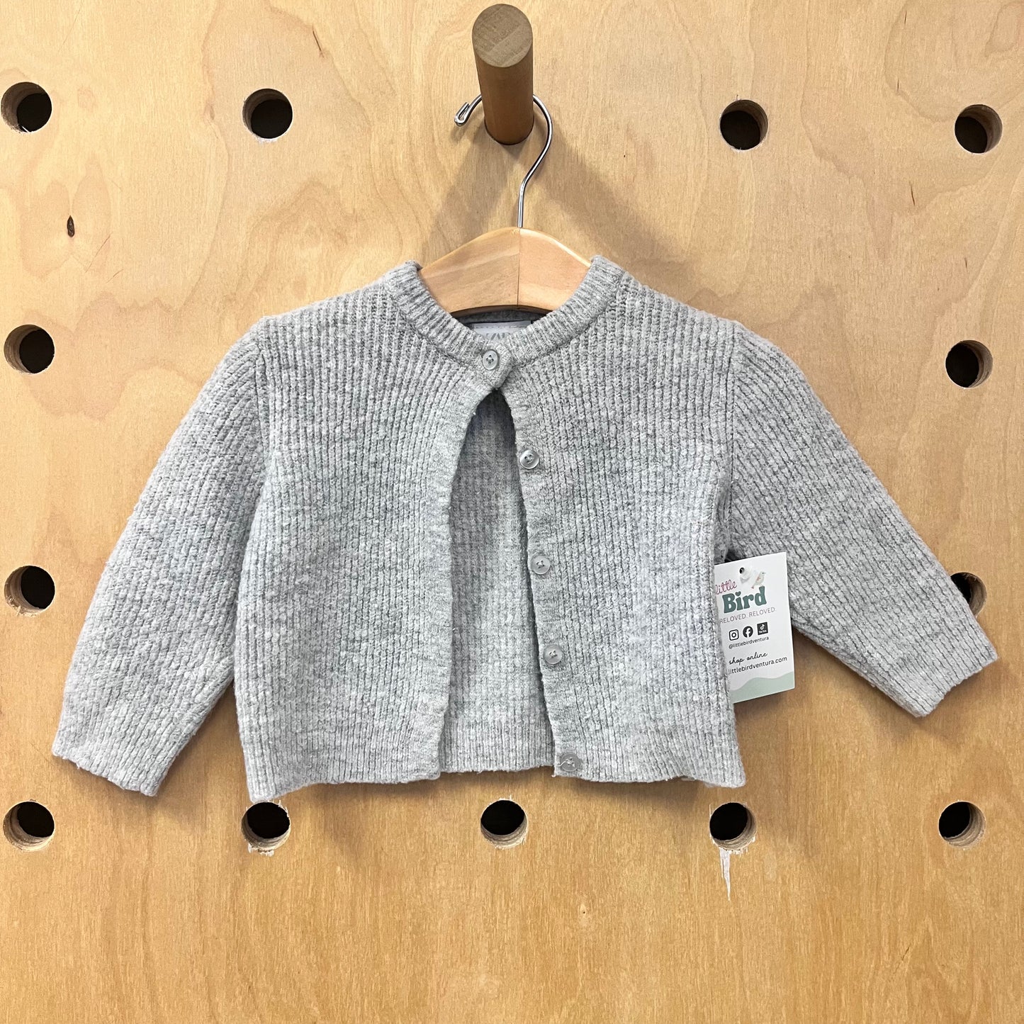 Grey Ribbed Button Sweater