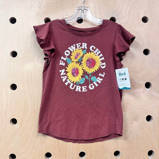 Brown Flower Child Sequin Tee