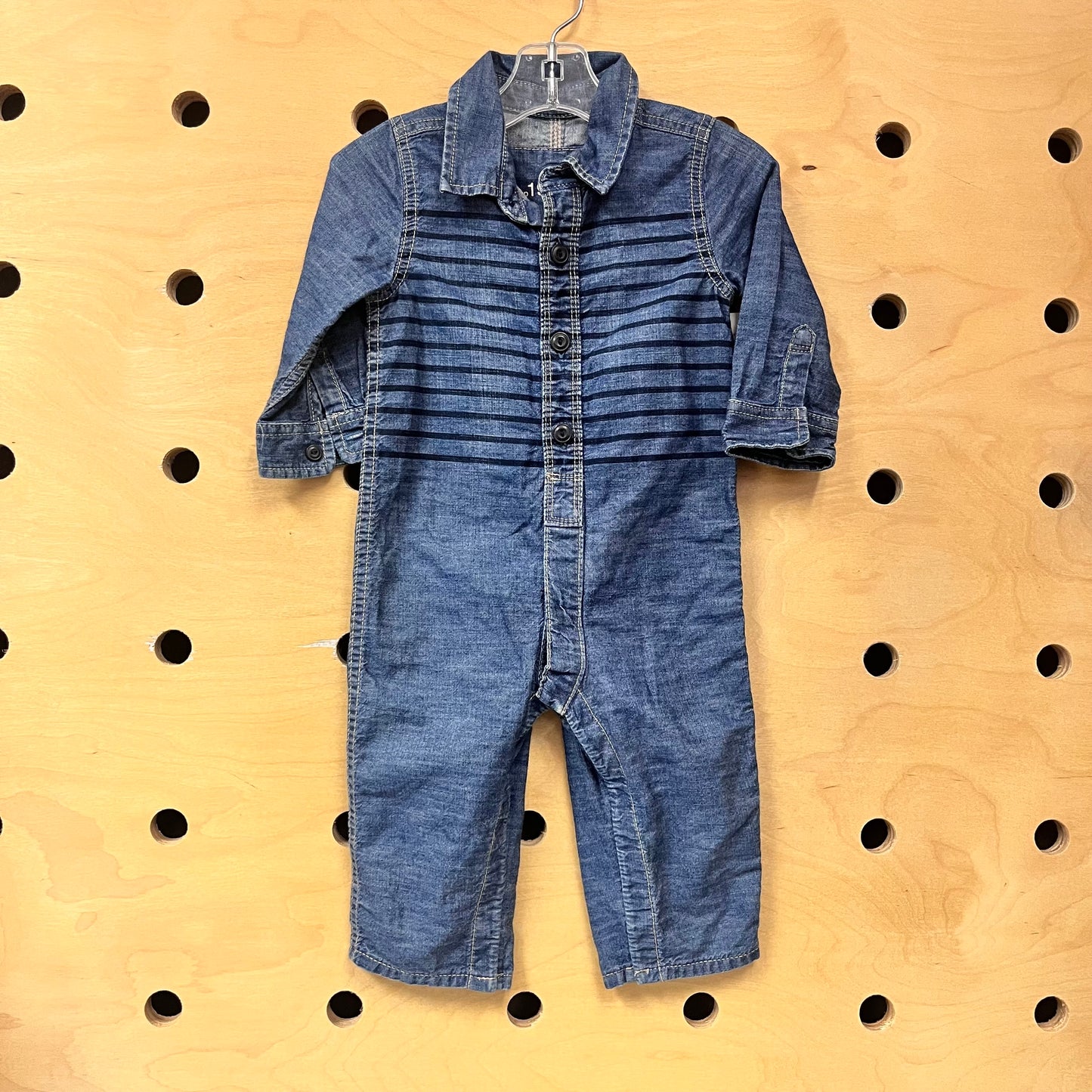 Striped Denim Coveralls