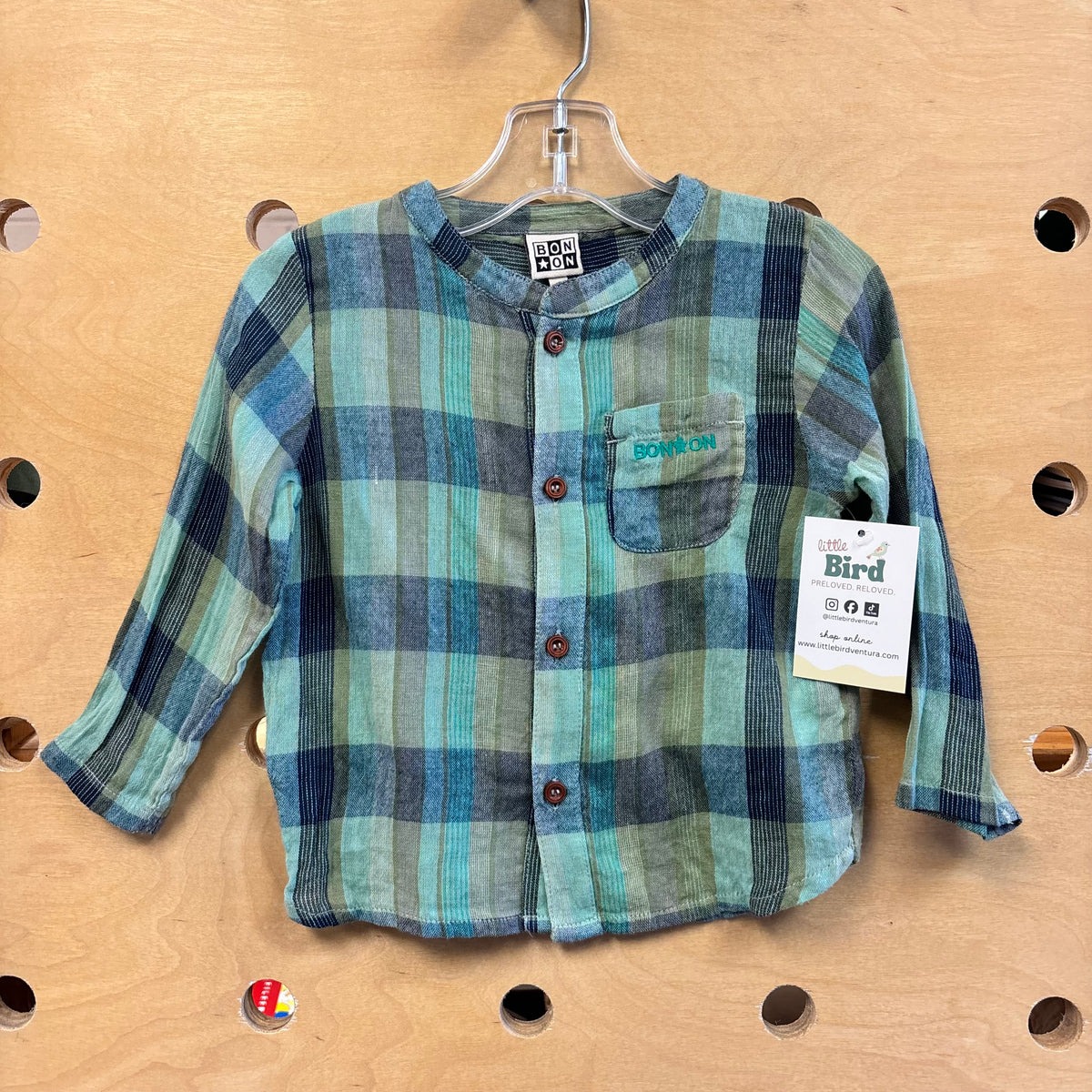 Teal Plaid Gauze Shirt