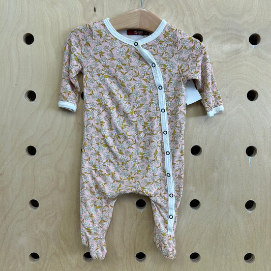 Pink Floral Bamboo Footies
