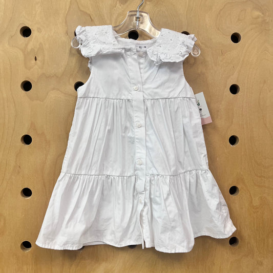 White Eyelet Collar Dress