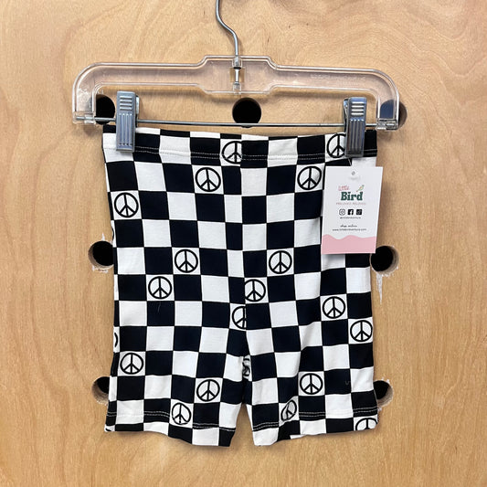 Black Chekered Bamboo Peace Shorts