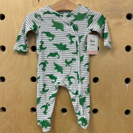 Grey Striped Dinos Snap Footies